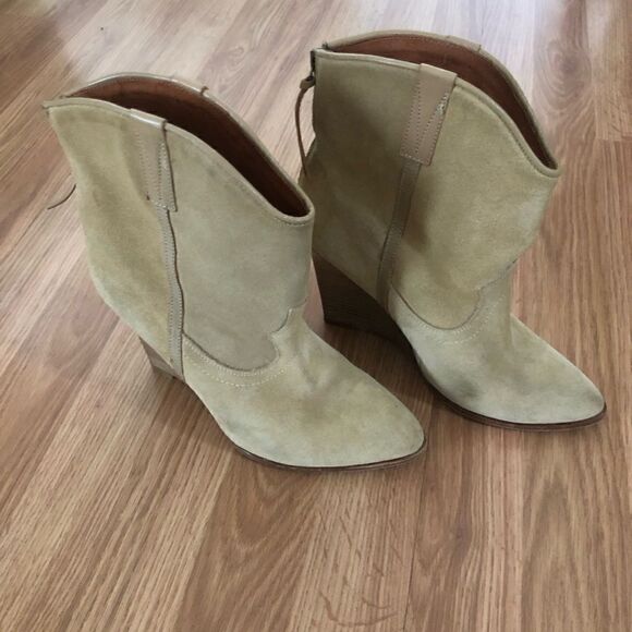 IRO Vero Cuoio Tan Suede Wedge Boots Booties Made In Italy - Picture 8 of 13